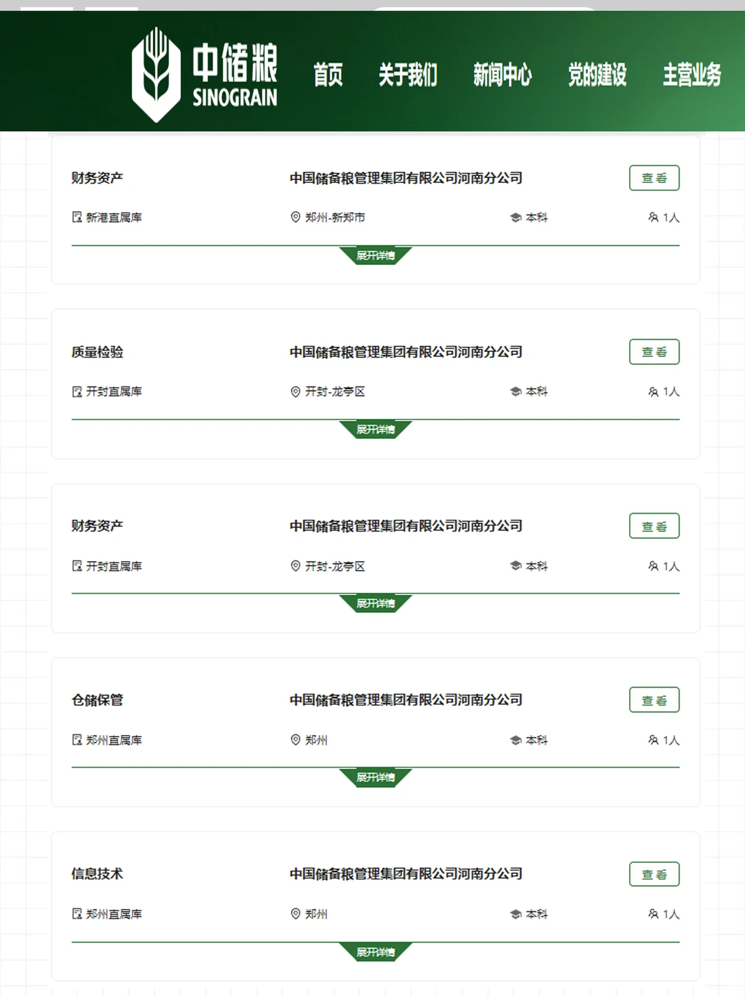 中国储备粮管理集团河南分公司126人