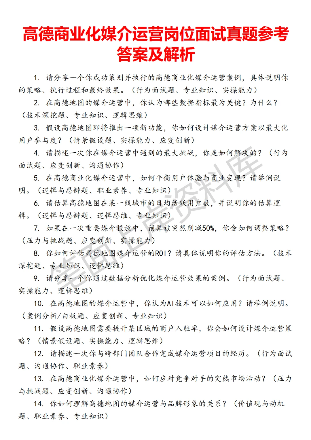 高德商业化媒介运营
