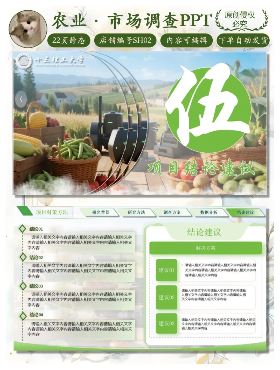农产品｜市场调研PPT模版｜市场调查大赛PPT