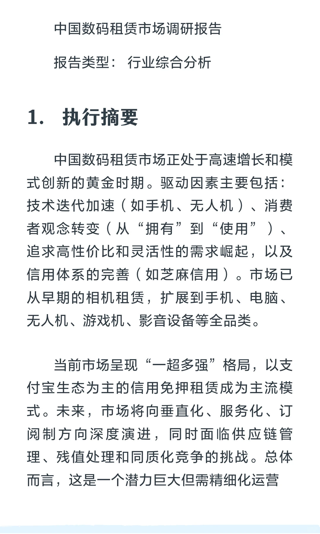 中国数码租赁市场调研报告
