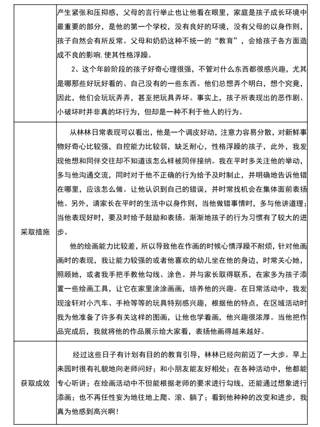 幼儿园大班观察记录个案分析精选800篇