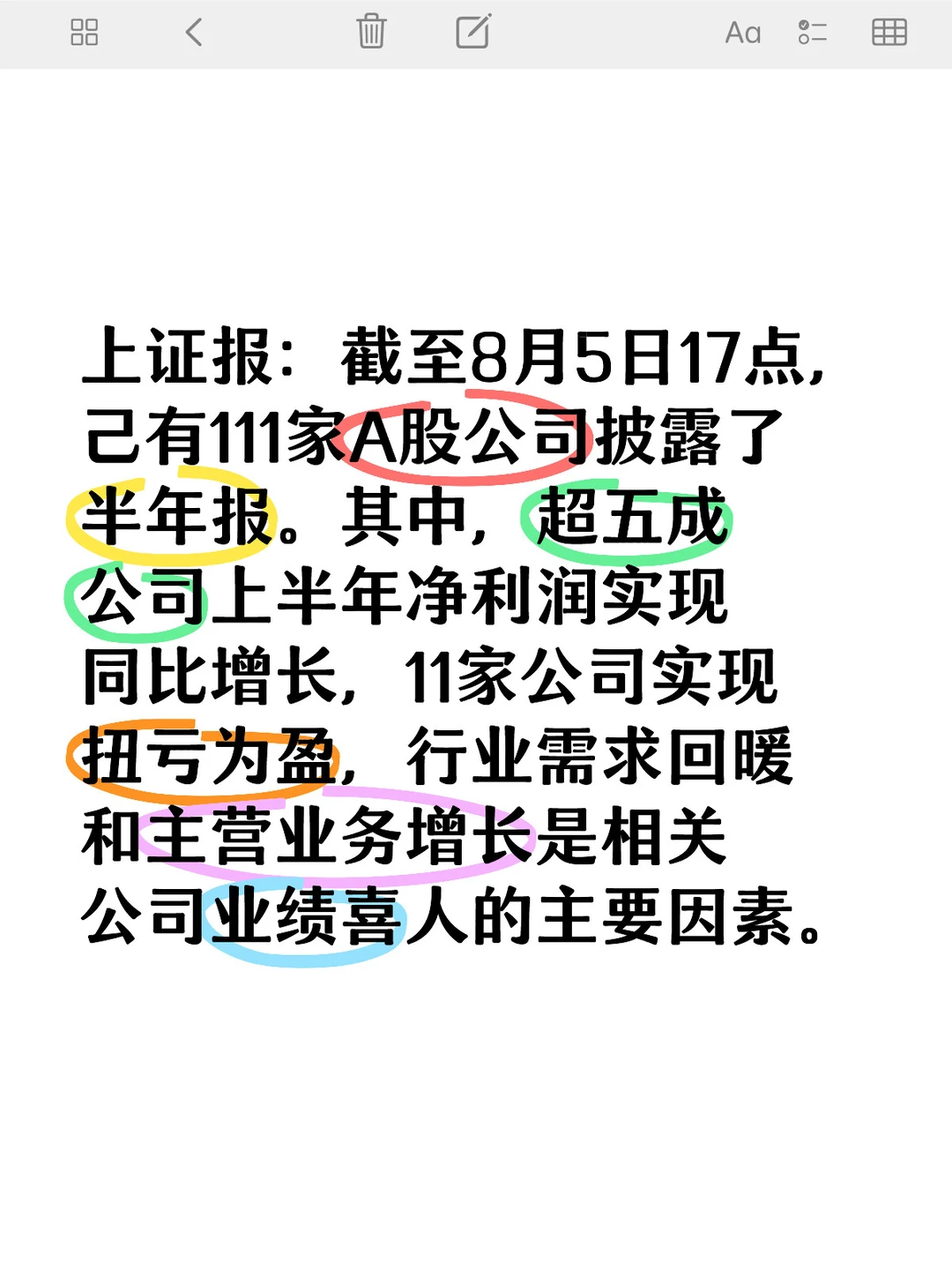 上市公司半年报