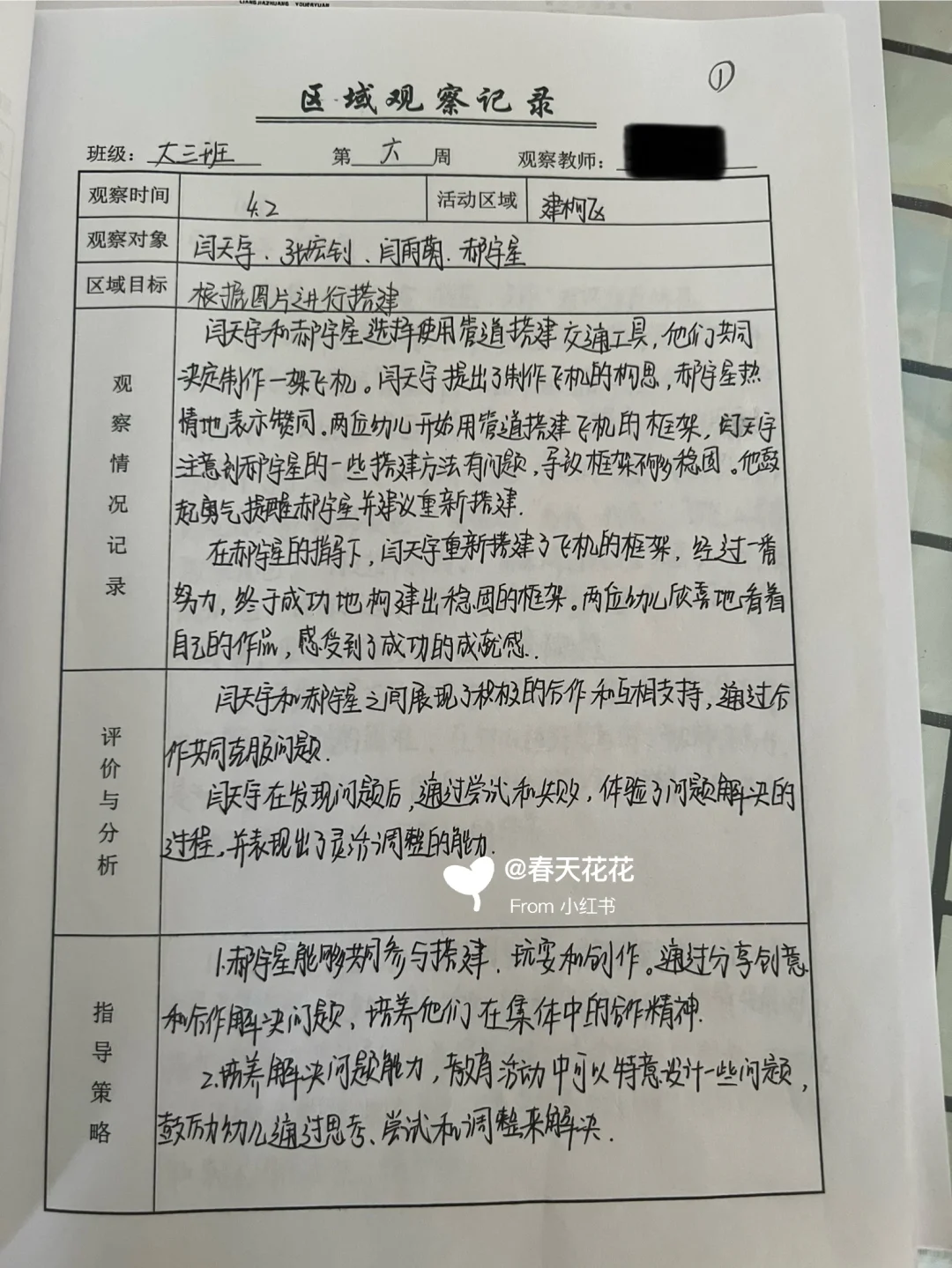 大班区域观察9篇