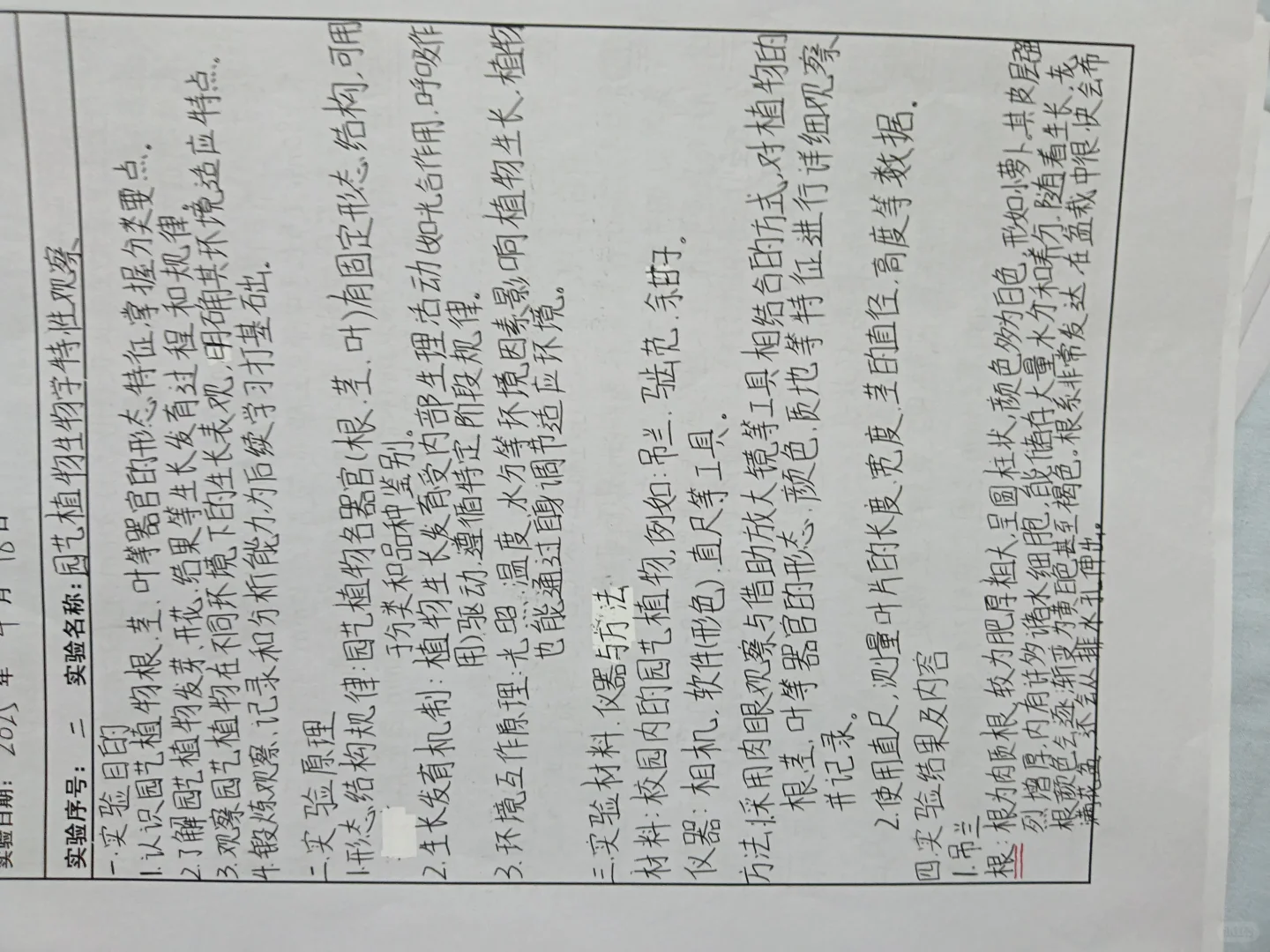 园艺植物生物学特性观察