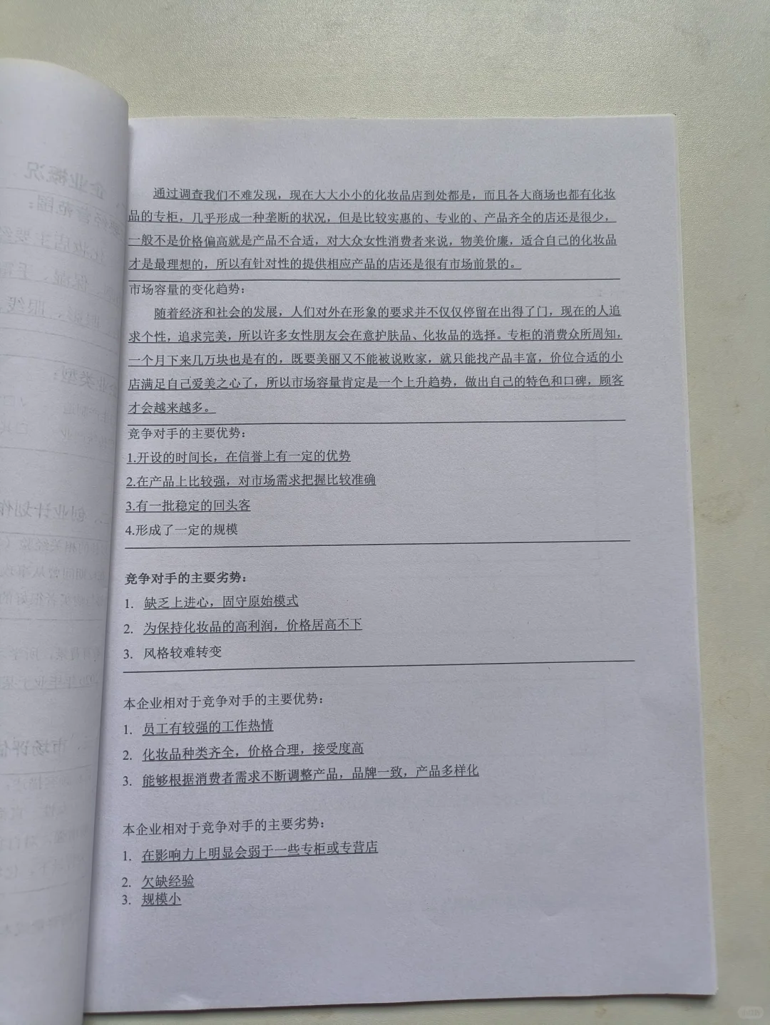 SYB化妆品店创业计划书