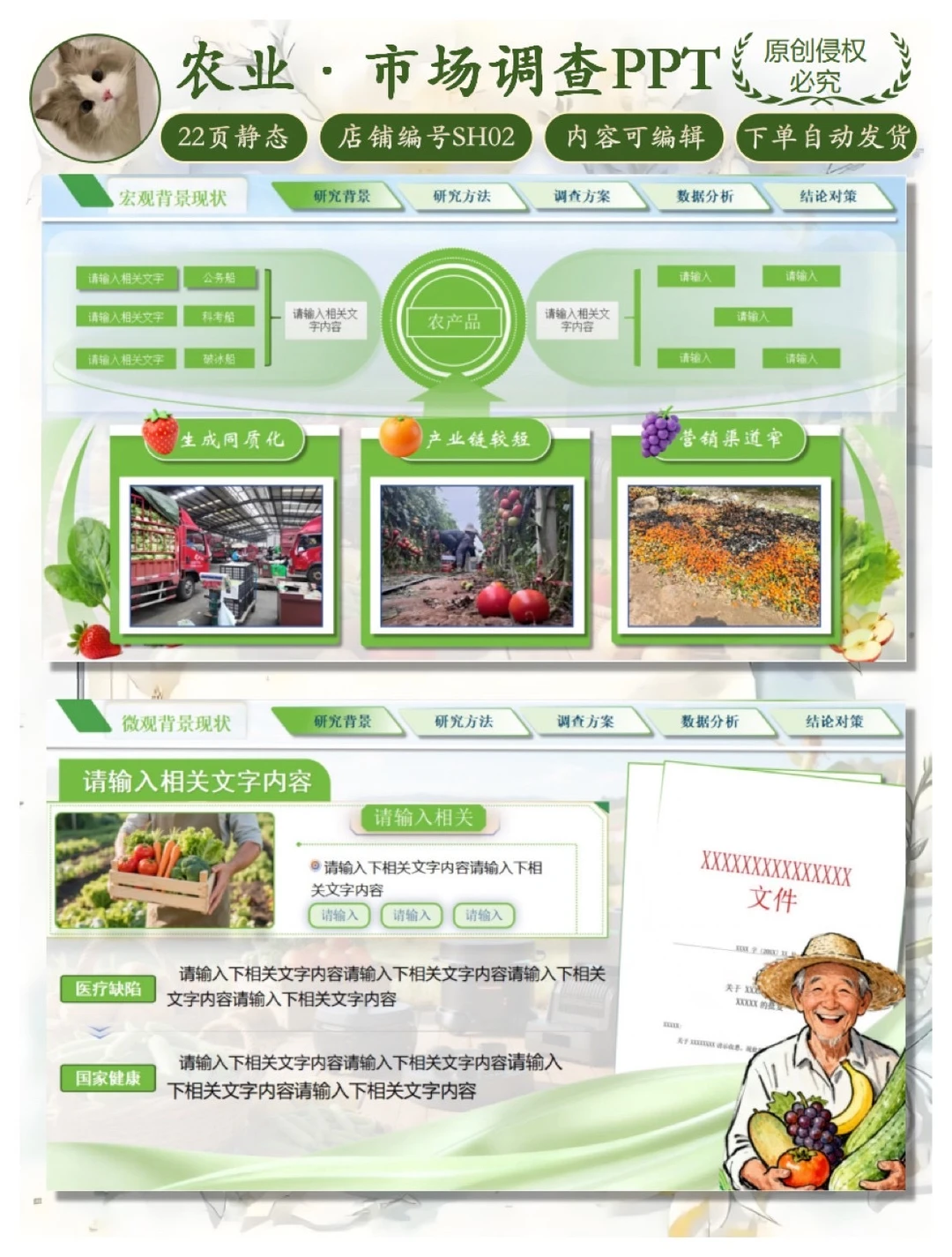 农产品｜市场调研PPT模版｜市场调查大赛PPT