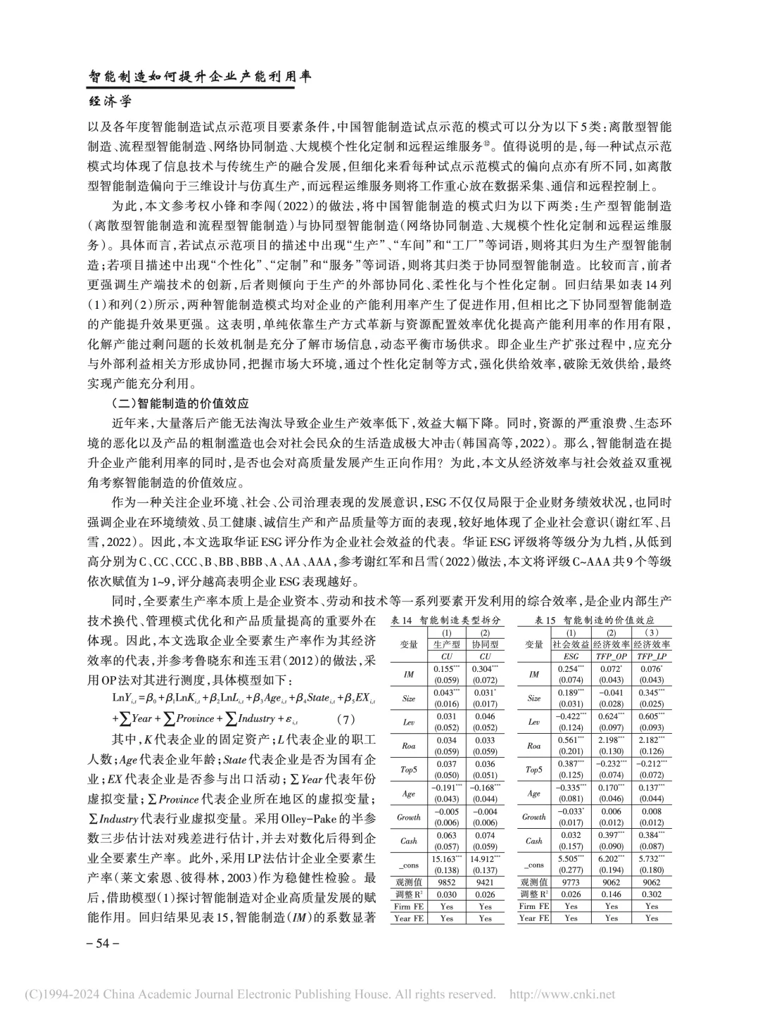 《管理世界》智能制造提升企业产能利用率