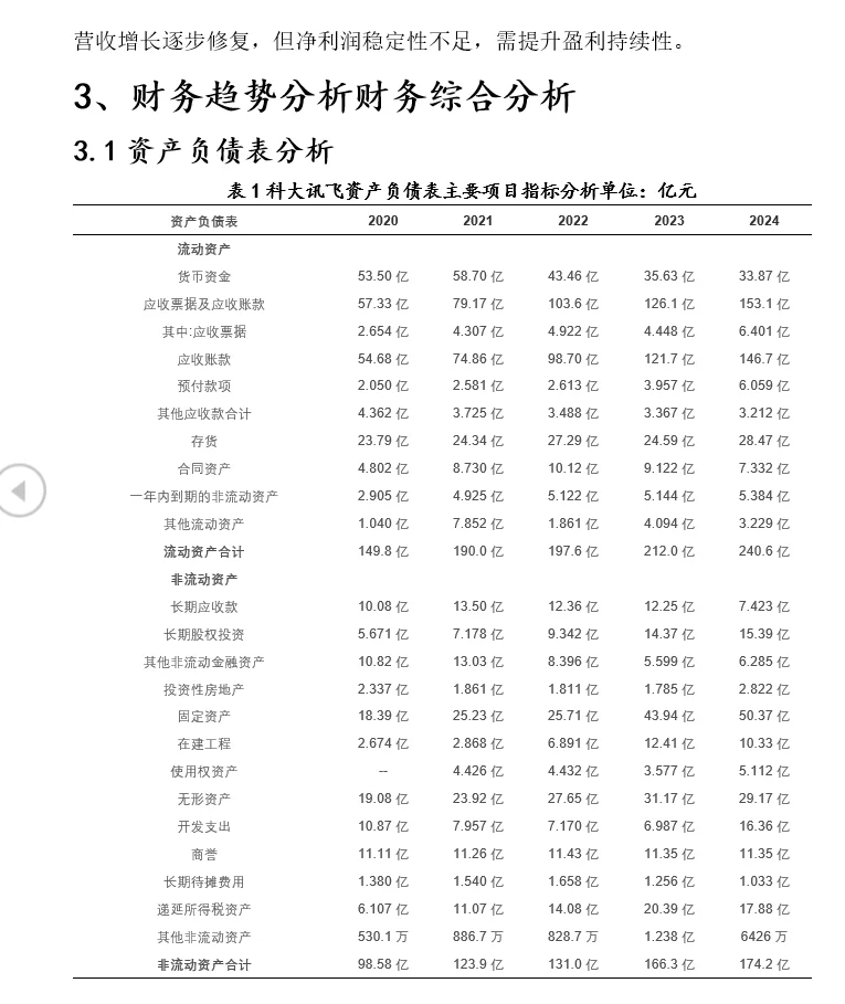 2020-2024科大讯飞财务分析报告word19页118