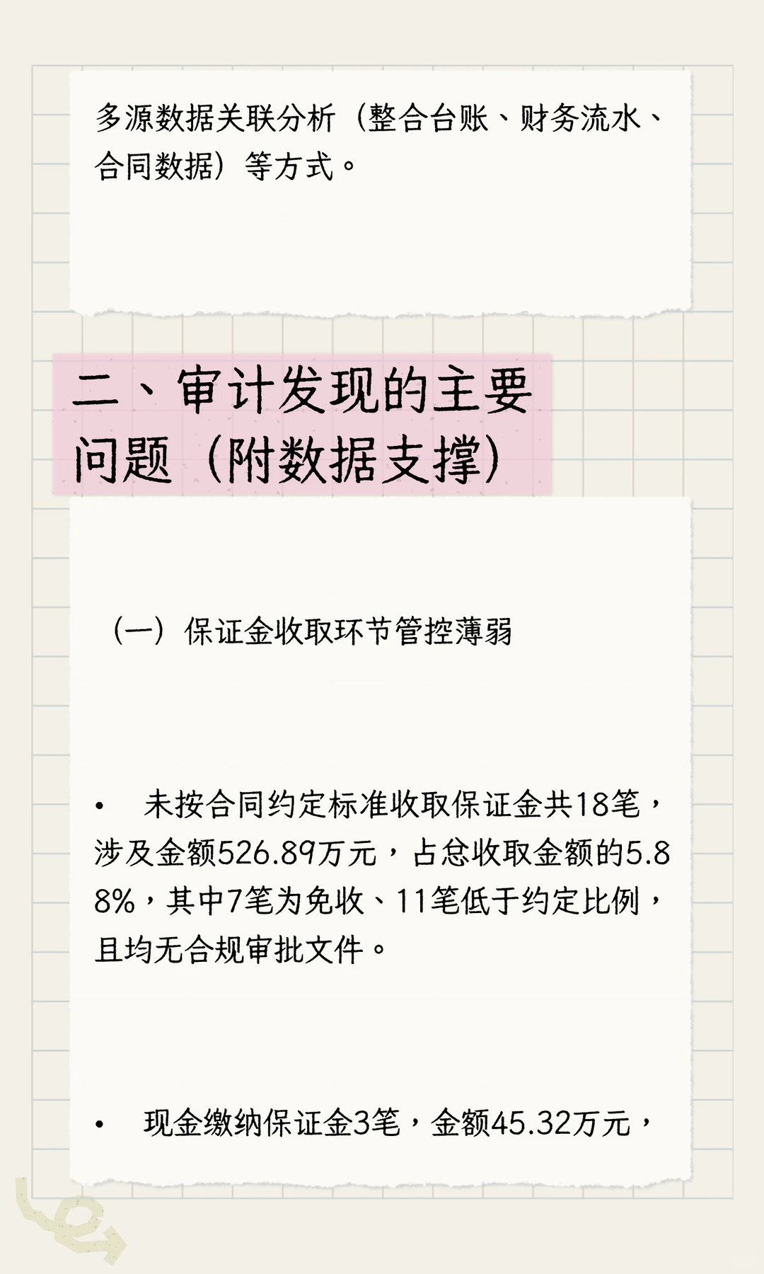 内部审计报告分享之保证金管理