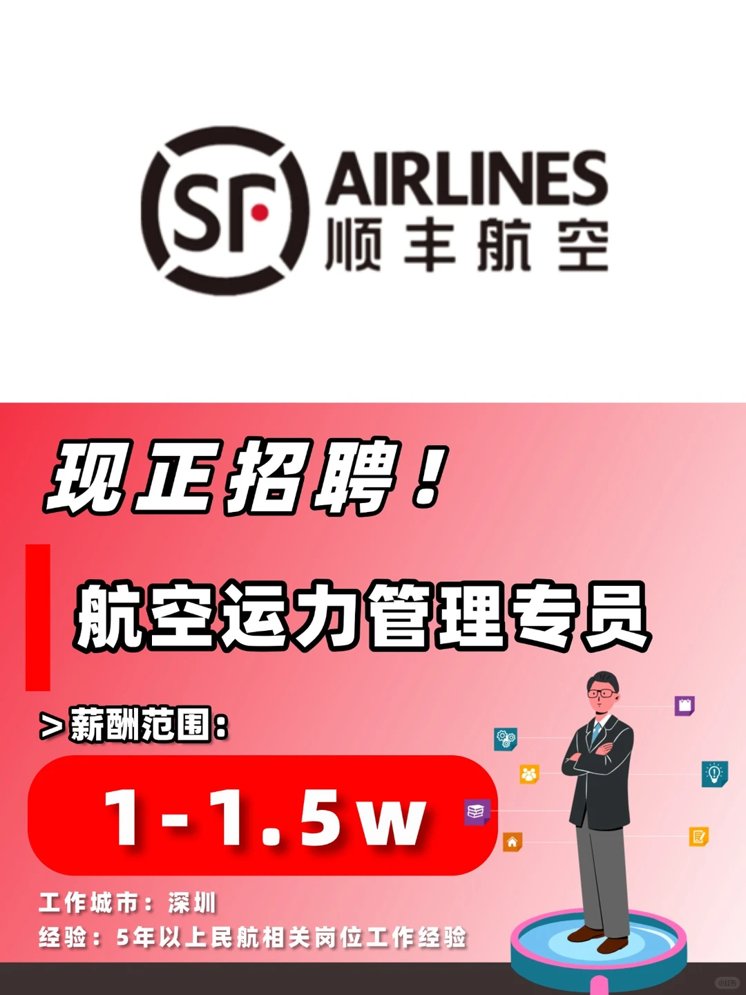 ? 1-1.5W 顺丰航空❗航空运力管理专员