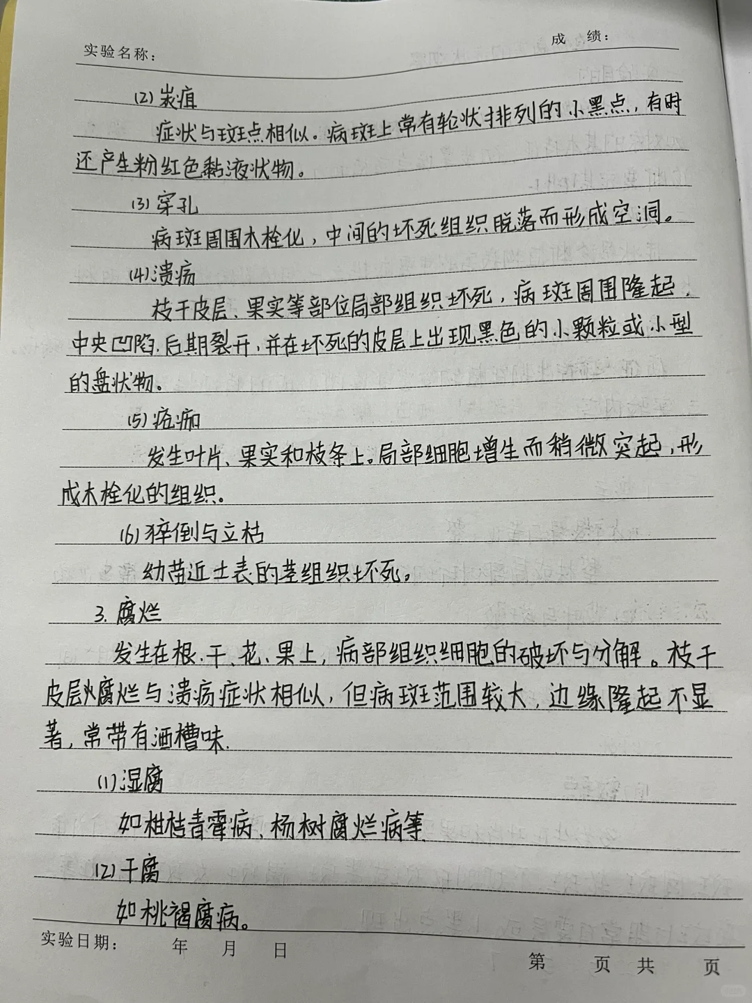 植物病害的症状观察