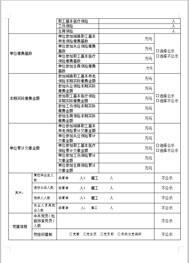 企业工商年报填报模板