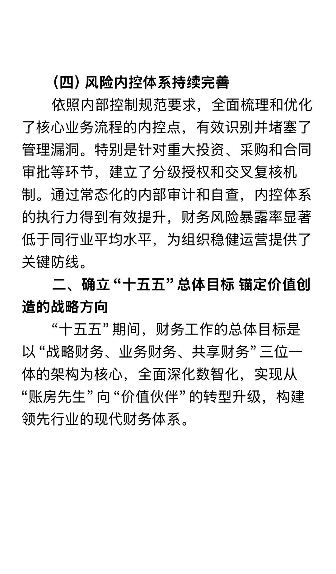 财务工作十五五战略规划