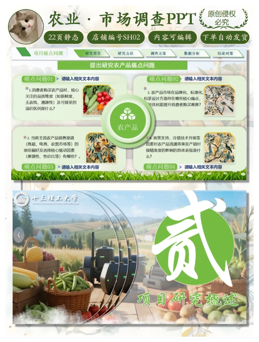 农产品｜市场调研PPT模版｜市场调查大赛PPT