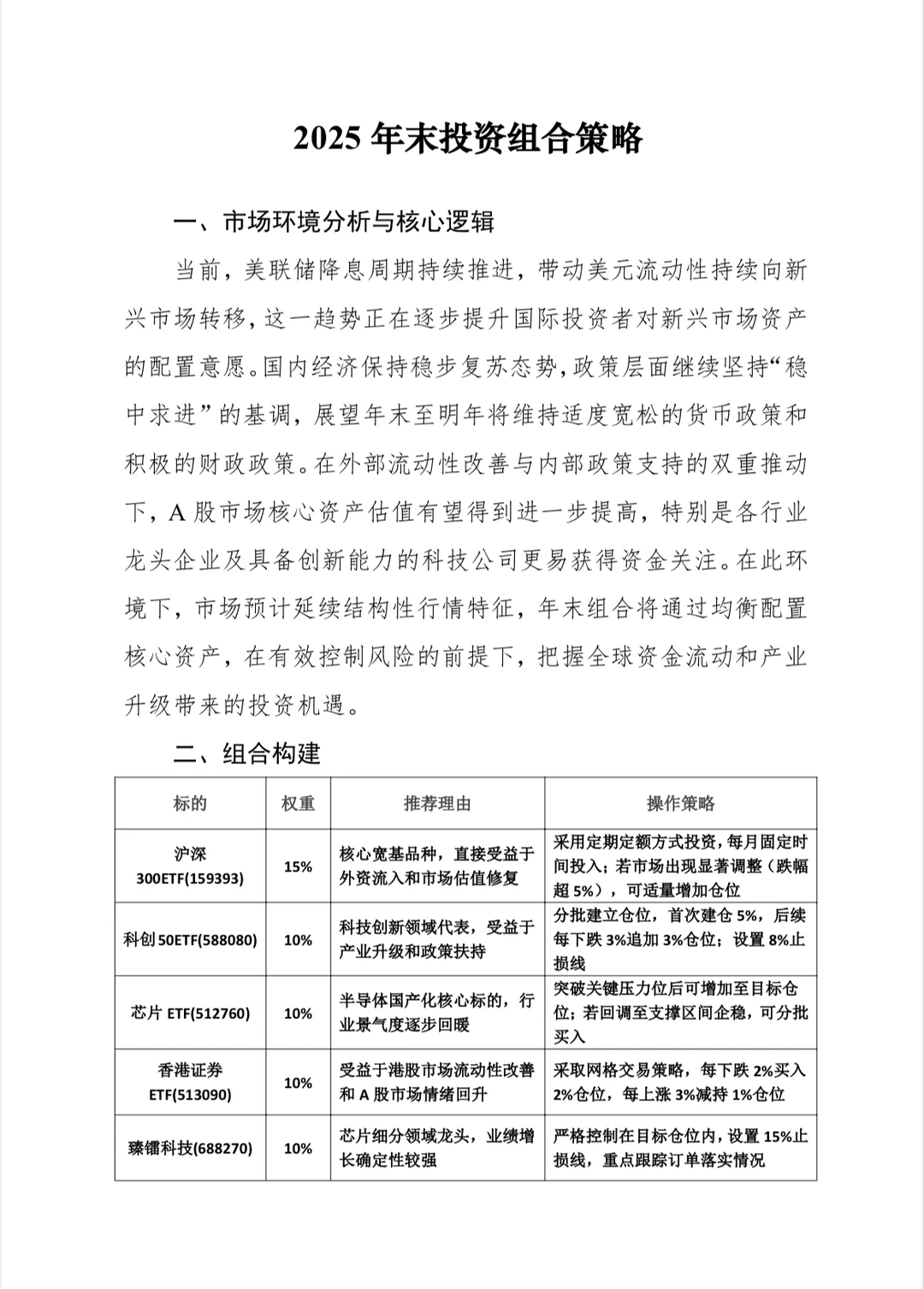2025年末投资组合策略