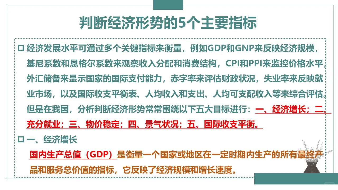 判断经济形势的5个主要指标