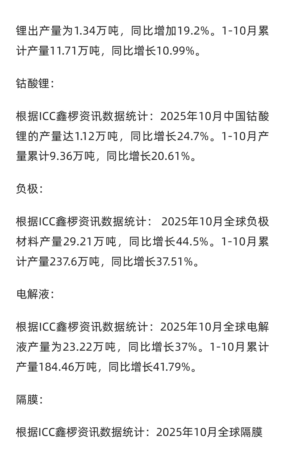 ICC鑫椤资讯2025年10月全球锂电数据