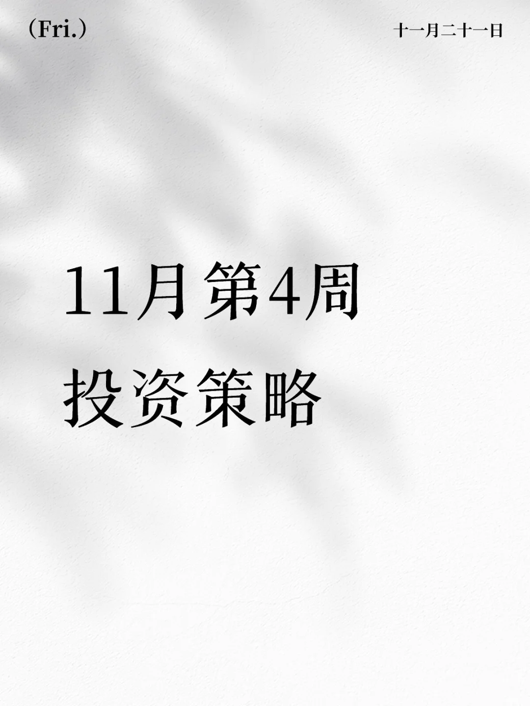 投资策略（48周）