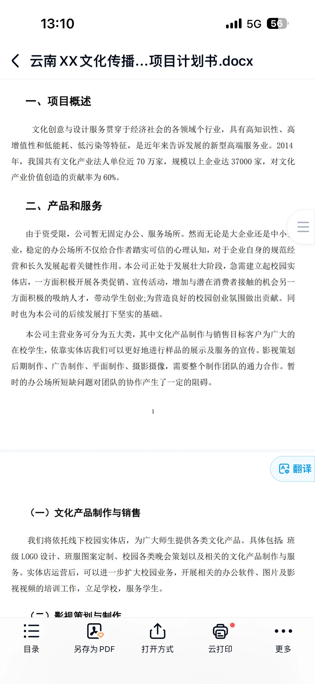 大学生创业计划书——文化传播公司