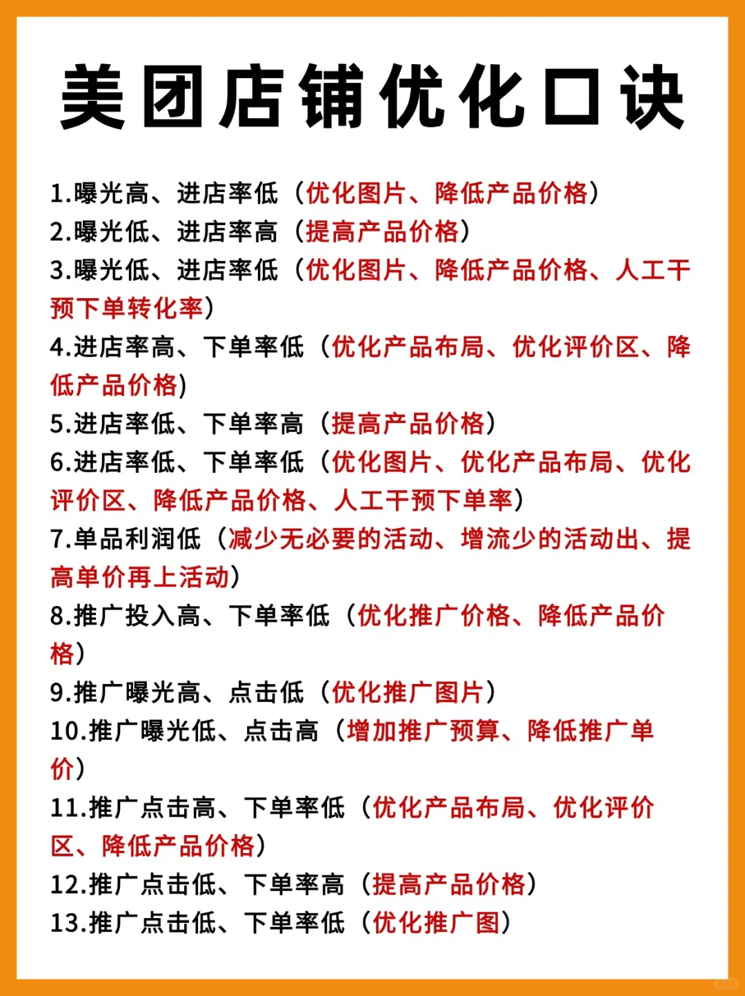 熬夜整理❗️13条店铺优化口诀，自查自改！