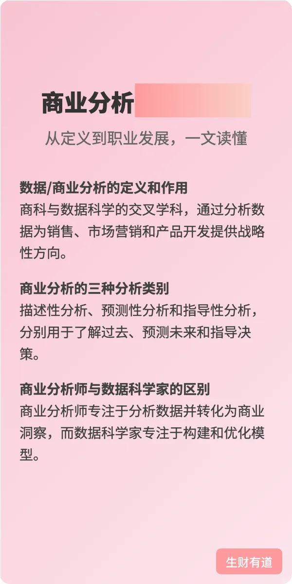 一口气讲完商业分析行业