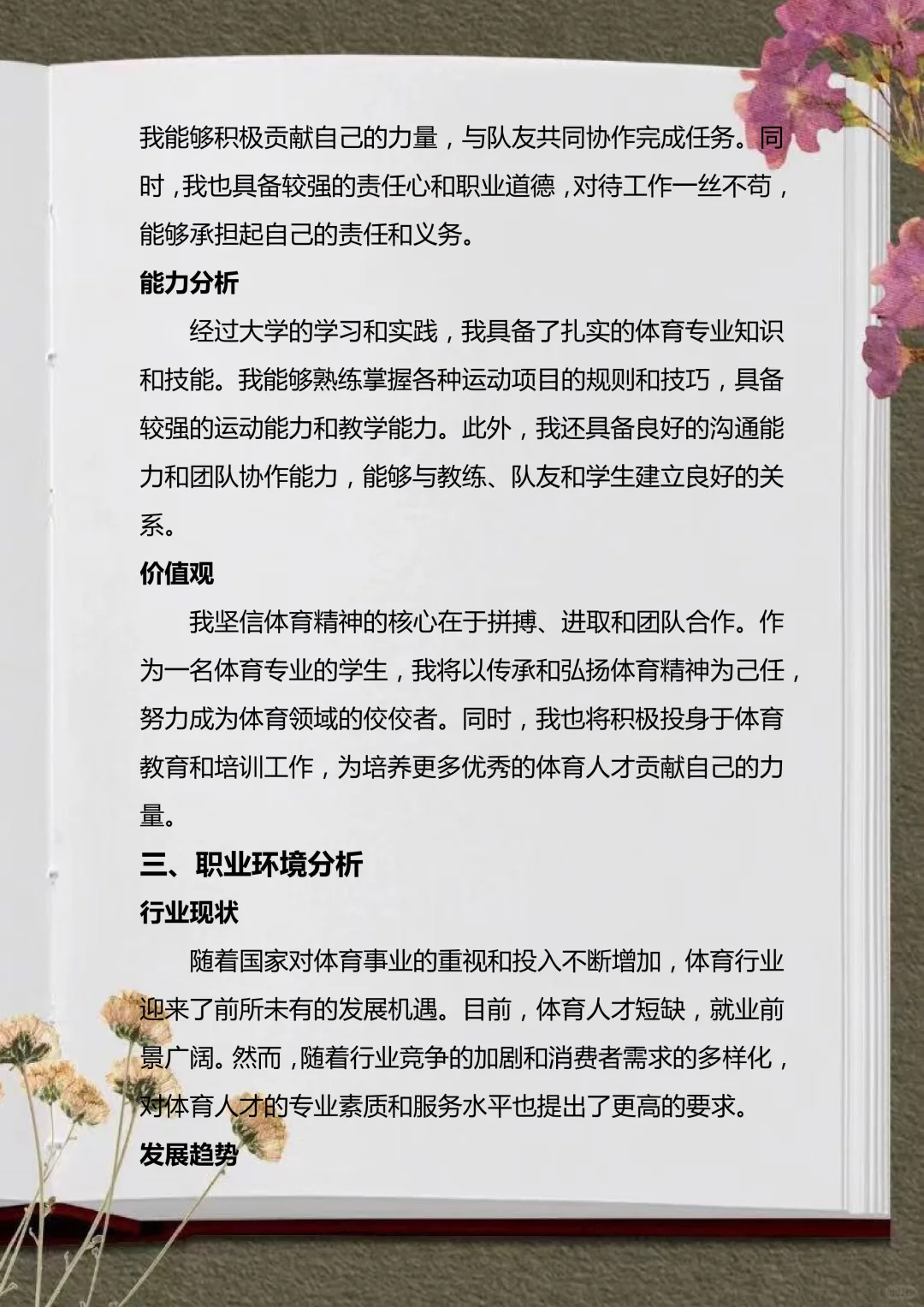 被导师夸爆的体育大学生职业生涯规划书