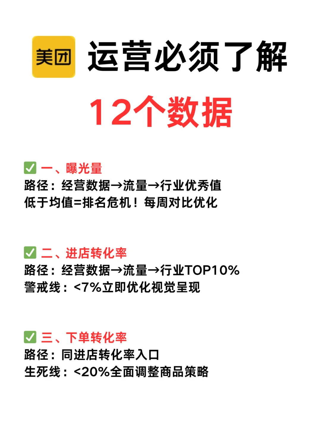 美团后台数据只看销量？这12个指标才是关键