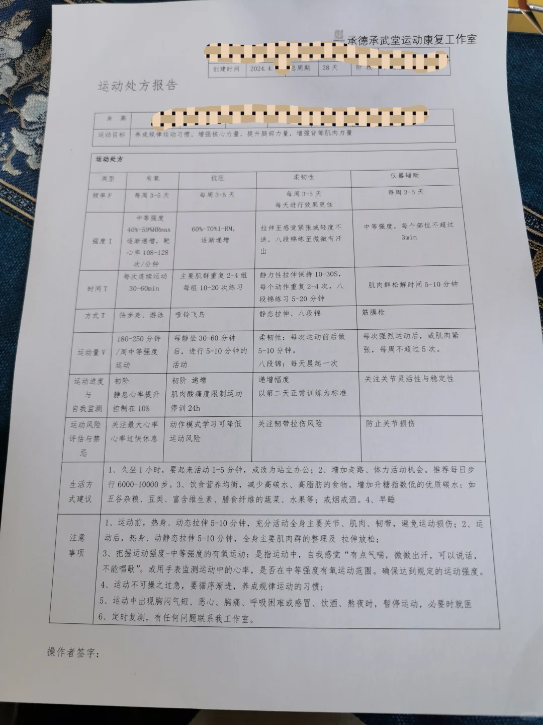运动处方报告