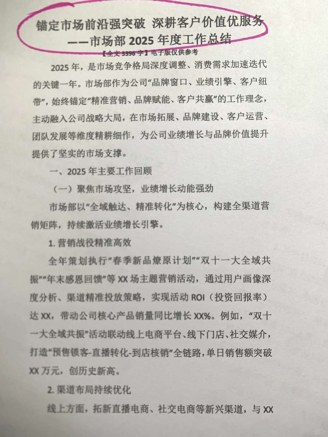 市场部 2025年度工作总结