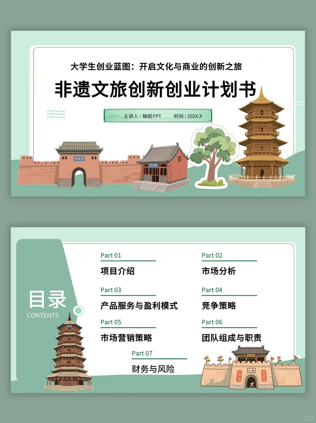 非遗旅游大学生创业计划书ppt和word