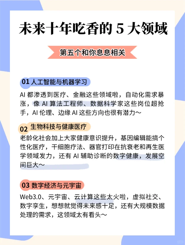 未来十年吃香的5大领域！第5个和你息息相关