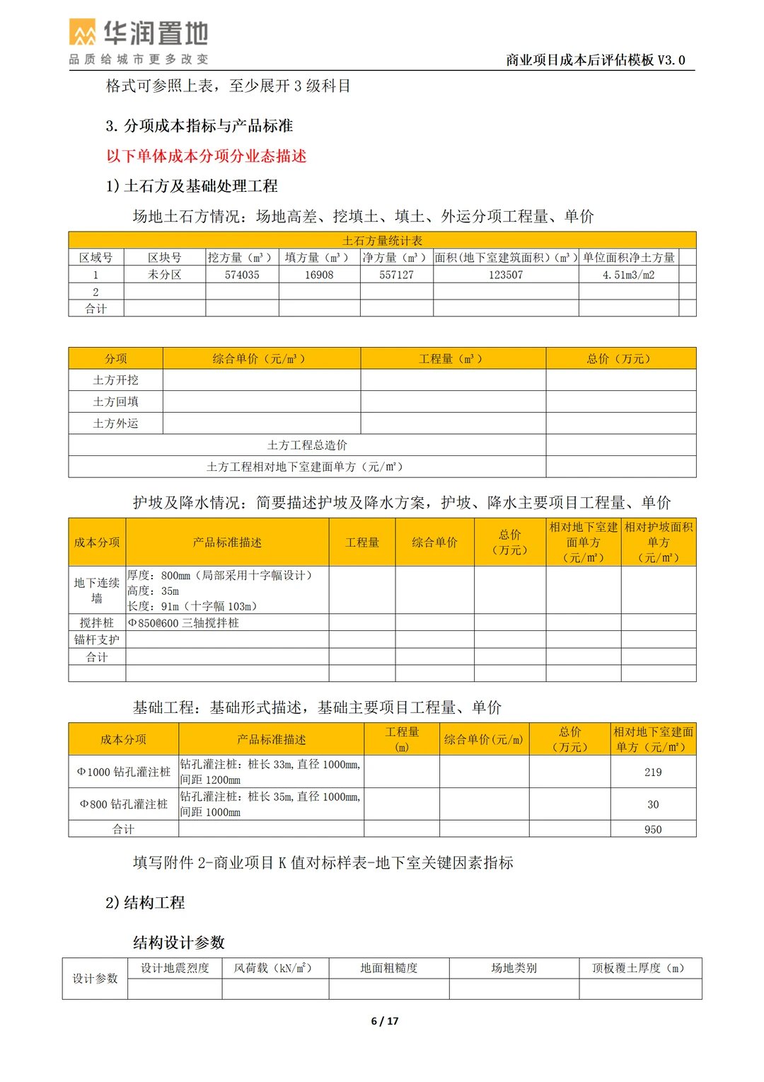 商业项目成本后评估模板