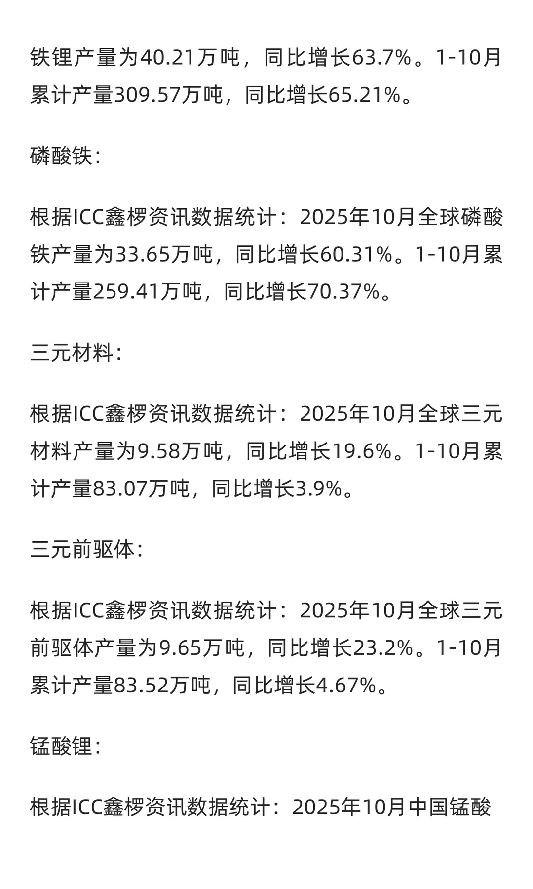 ICC鑫椤资讯2025年10月全球锂电数据
