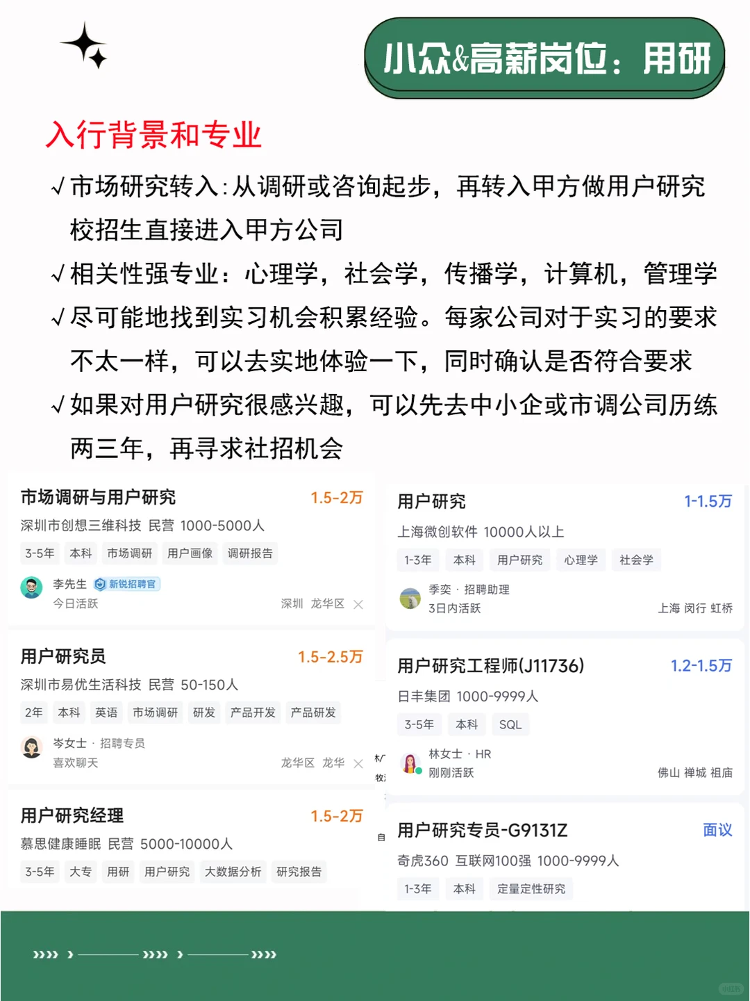 职业分享 | 小众且高薪岗位:用户研究?