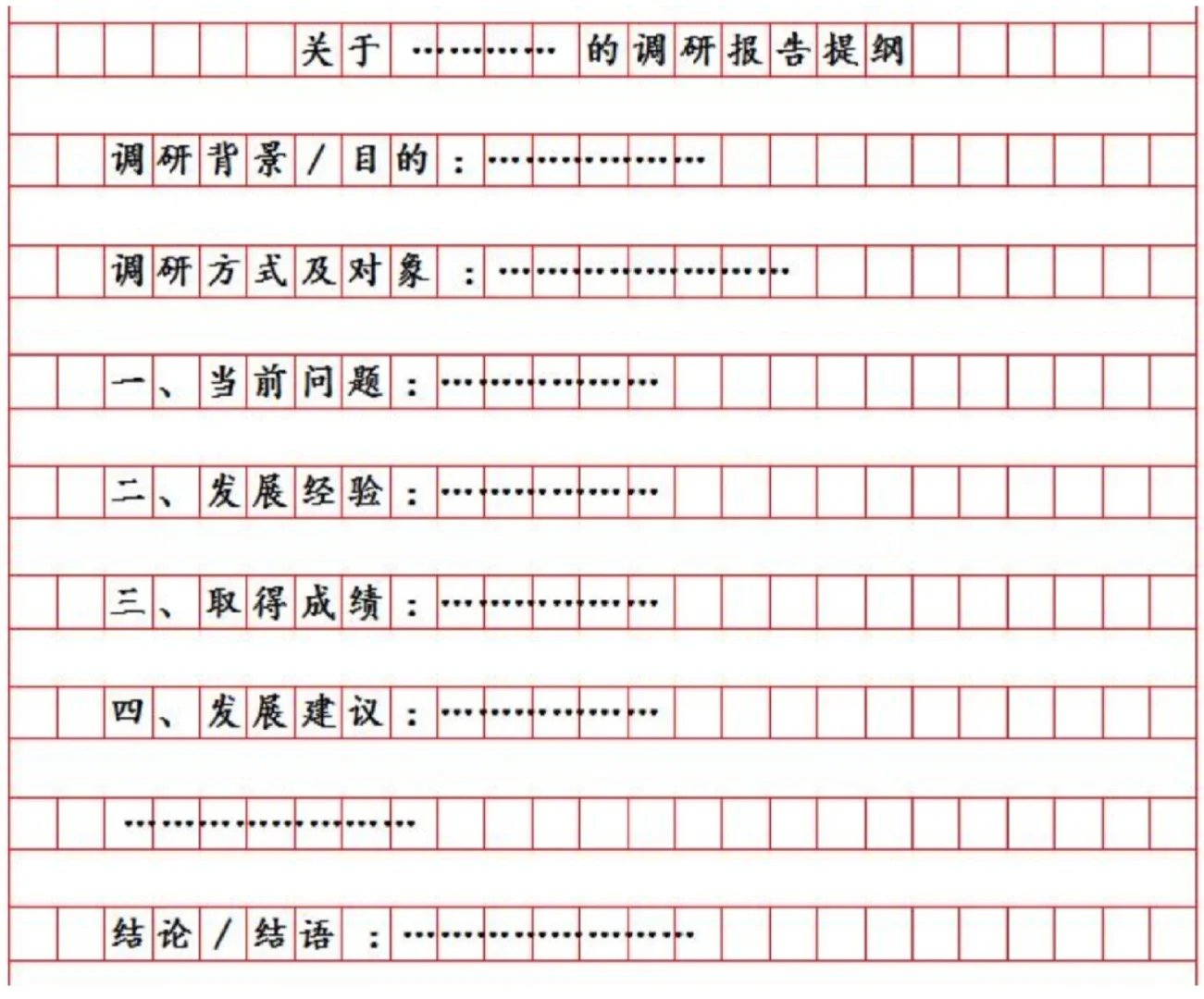 调研报告和调研报告提纲格式