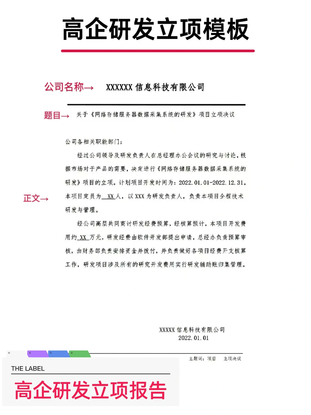 整理好了！高企研发立项报告模板