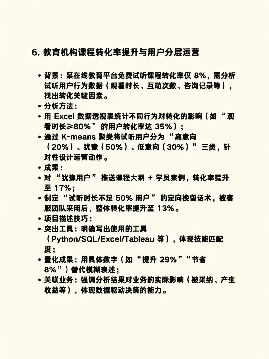 6个超实用的数据分析案例，直接写进简历！