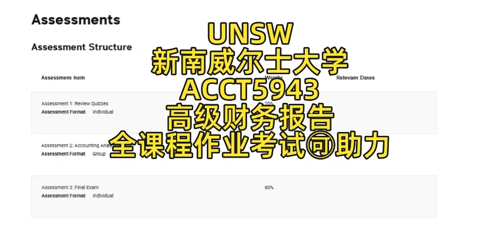 ACCT5943 会计与金融报告课程作业考试辅导