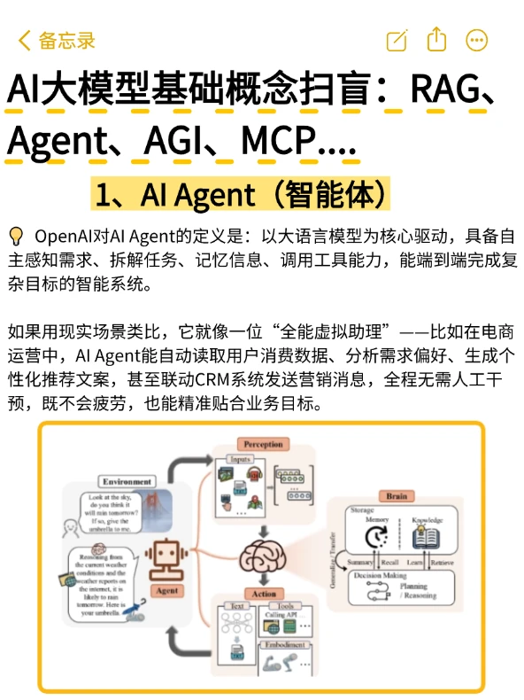 AI大模型基础概念扫盲：RAG、Agent、MCP..