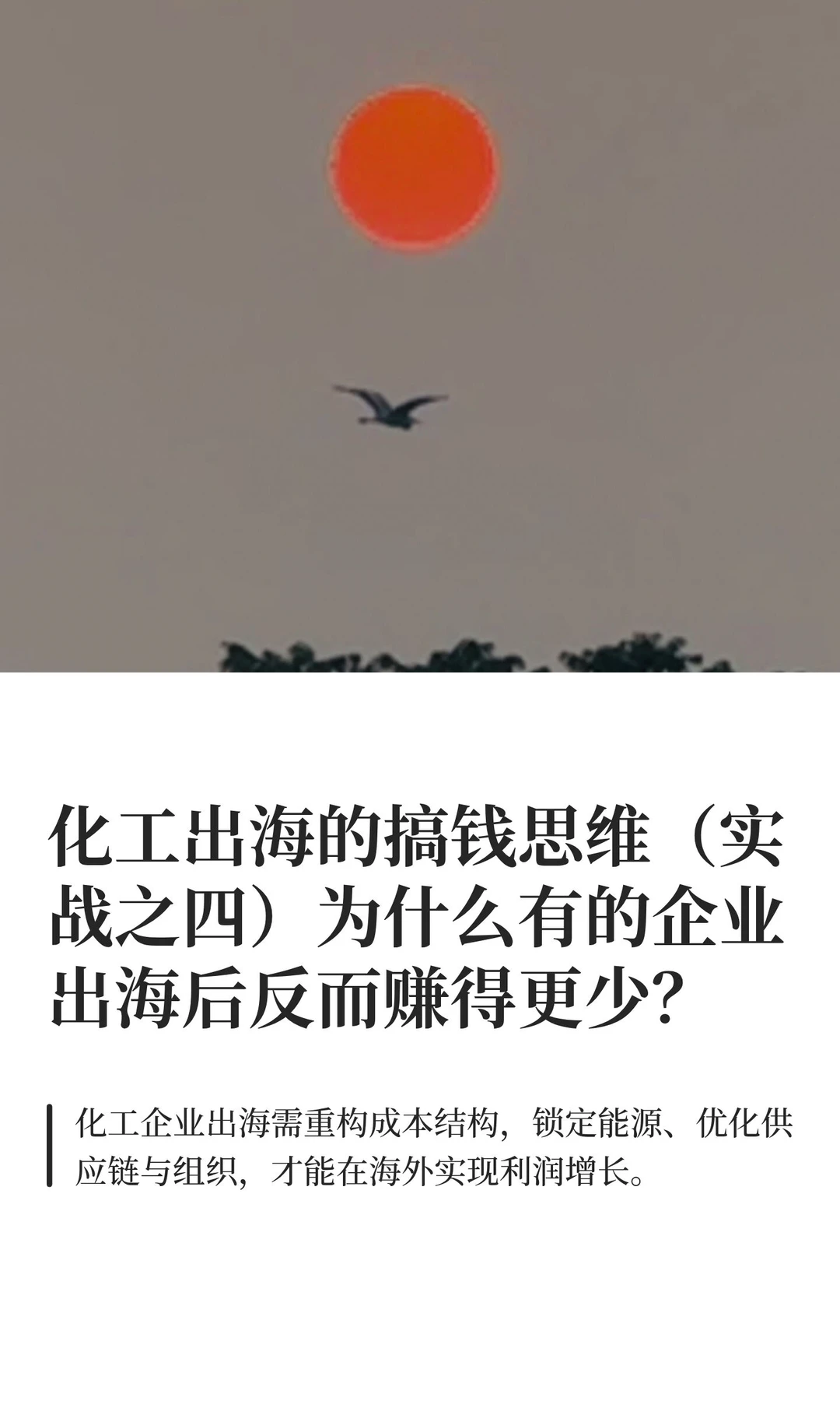 化工出海的搞钱思维（实战之四）为什么有的