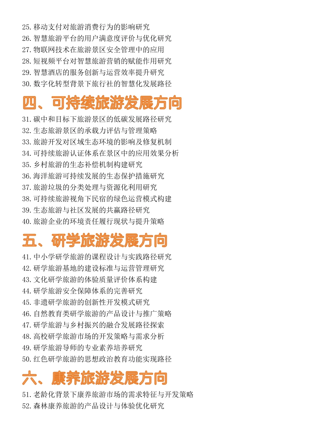 2026届旅游管理专业毕业论文选题参考