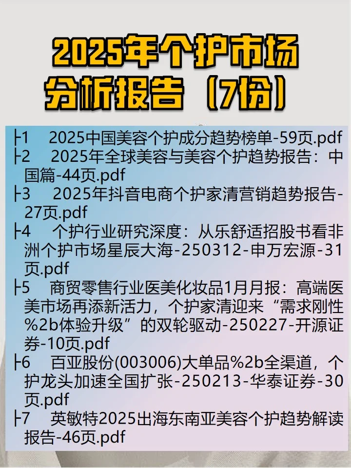 2025年个护市场分析报告（7份）