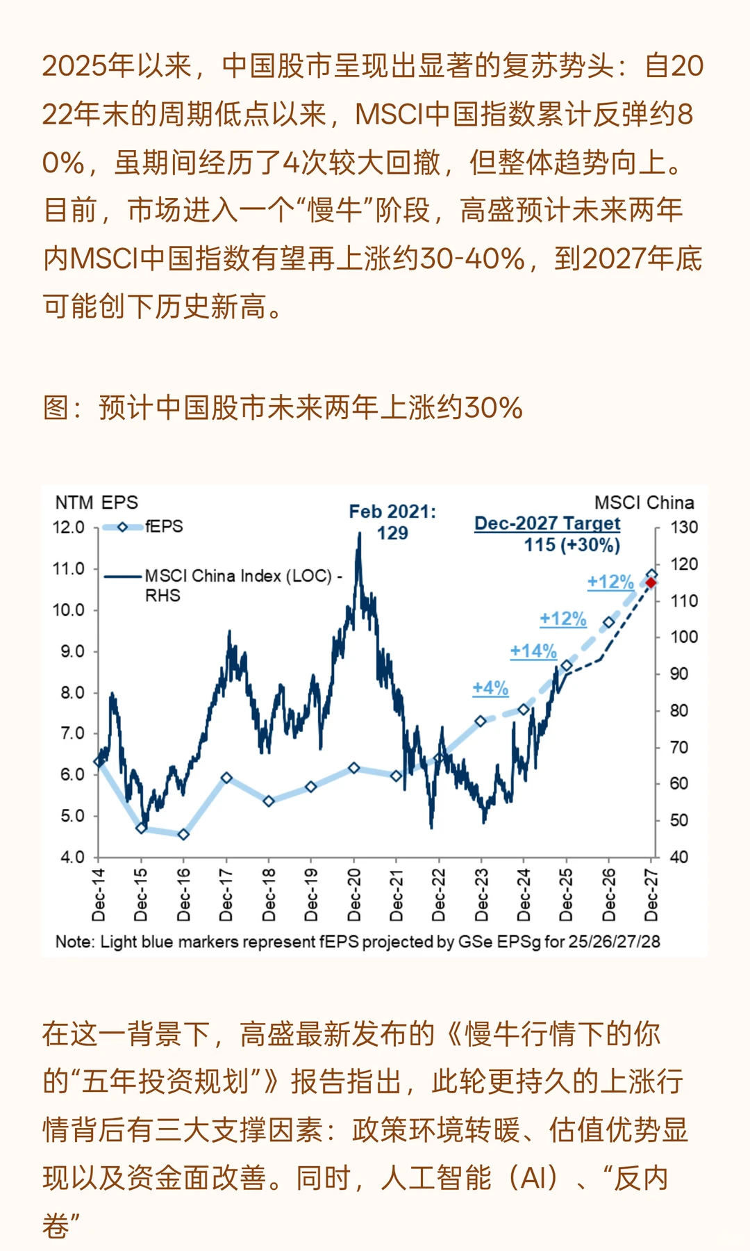 高盛：中国股市未来五年投资规划