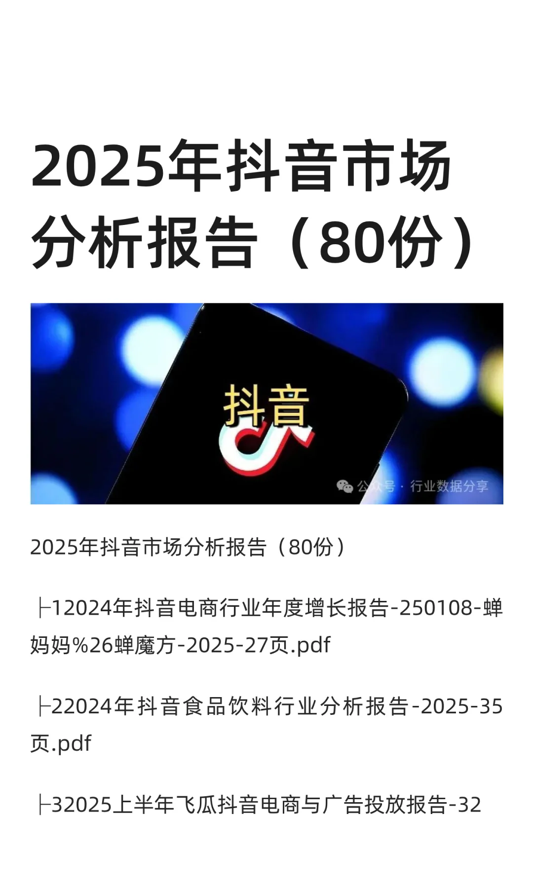 2025年抖音市场分析报告(80份)