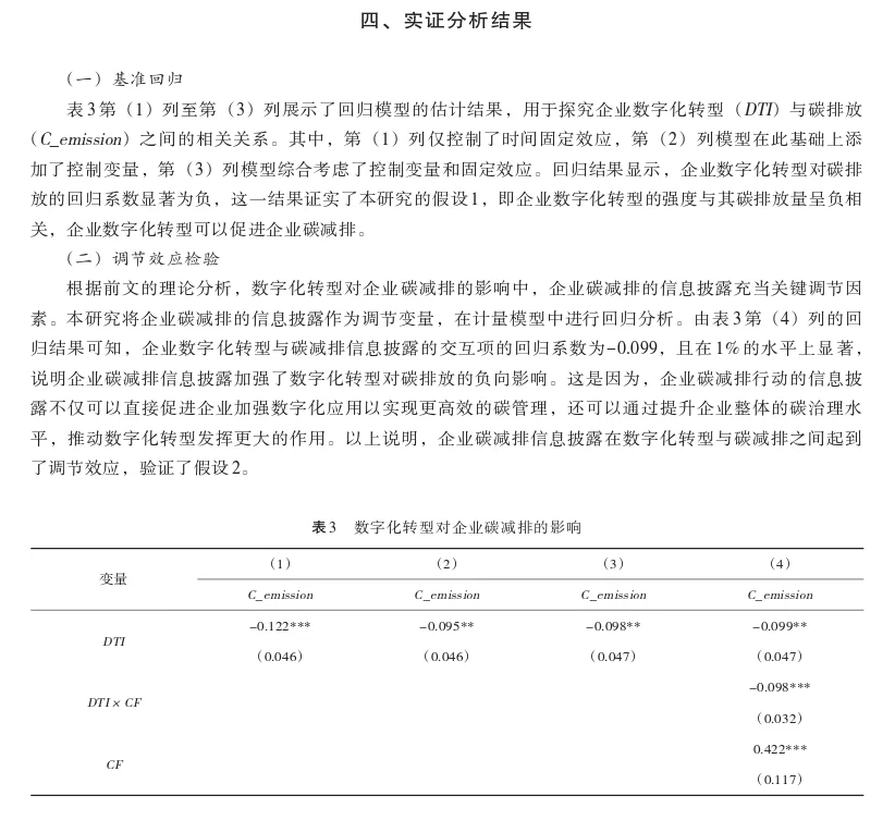 数字化转型与企业碳减排的实证分析