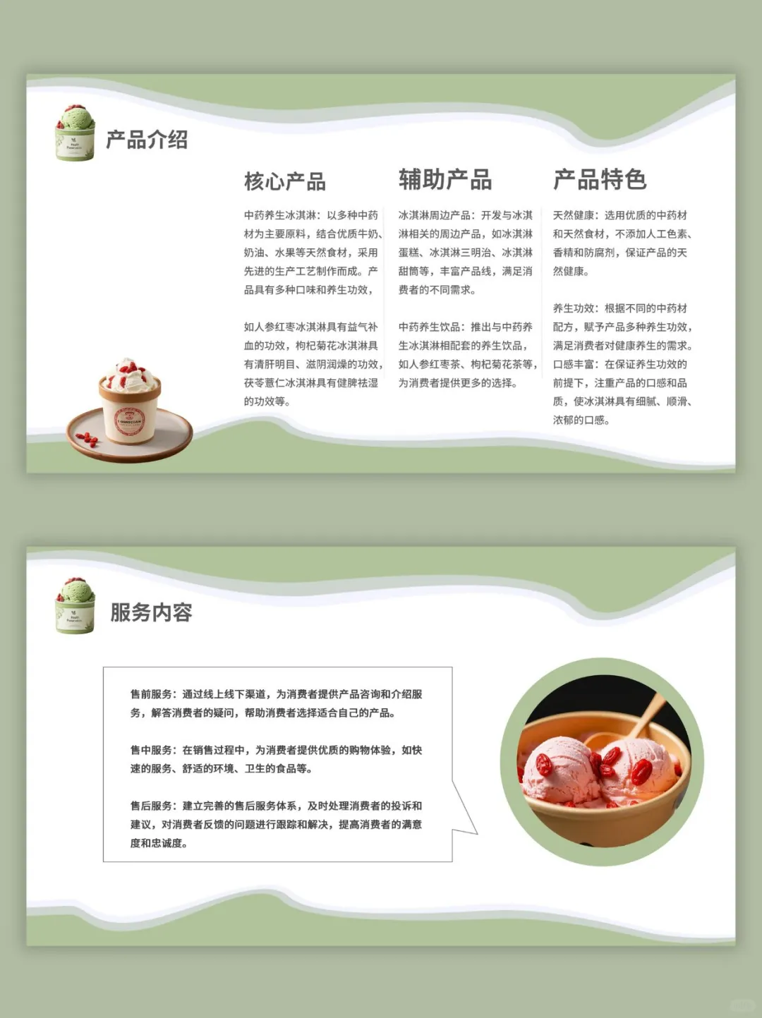 养生冰淇淋创新创业计划书ppt和word
