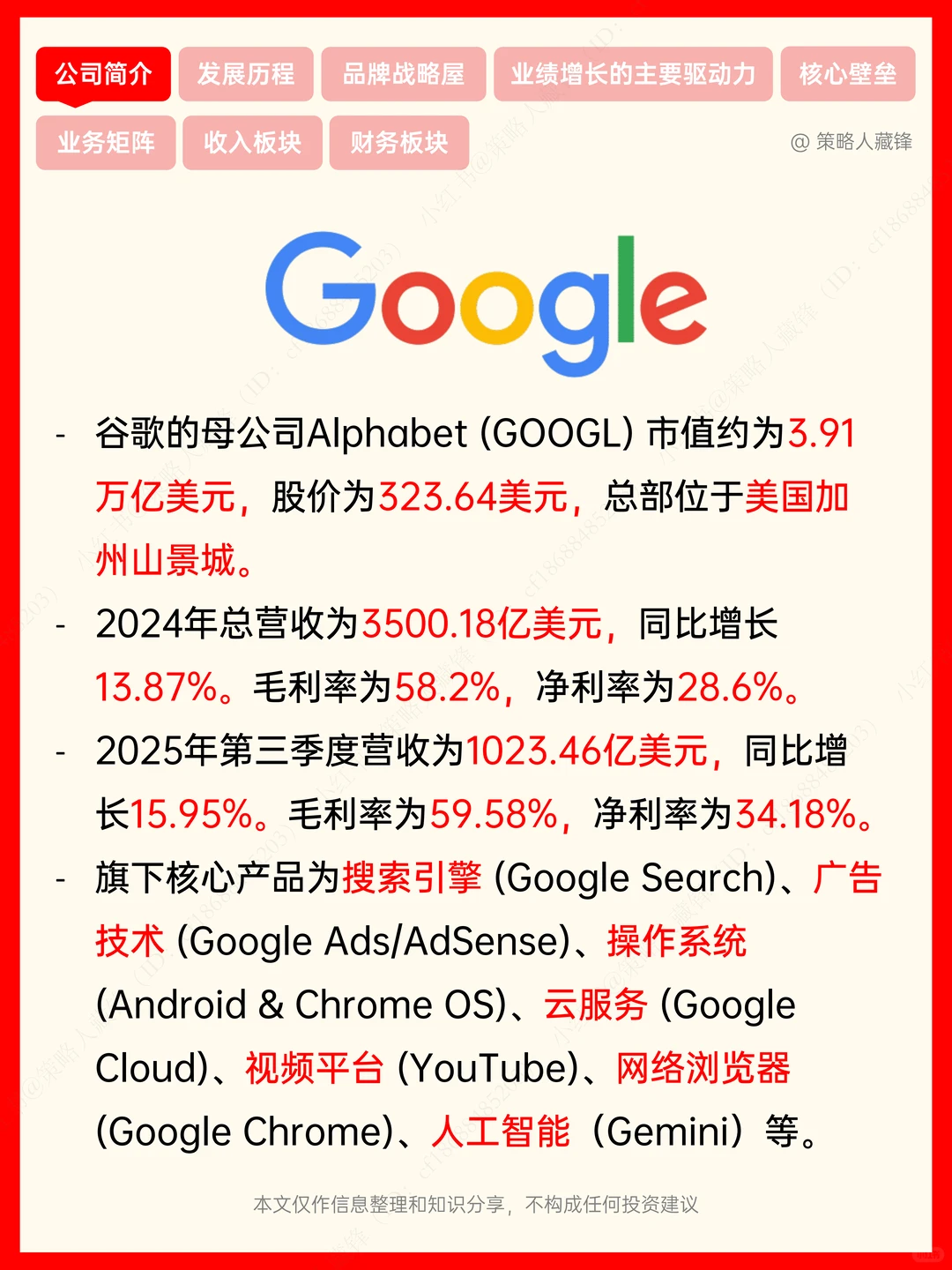 每天了解一家公司丨谷歌