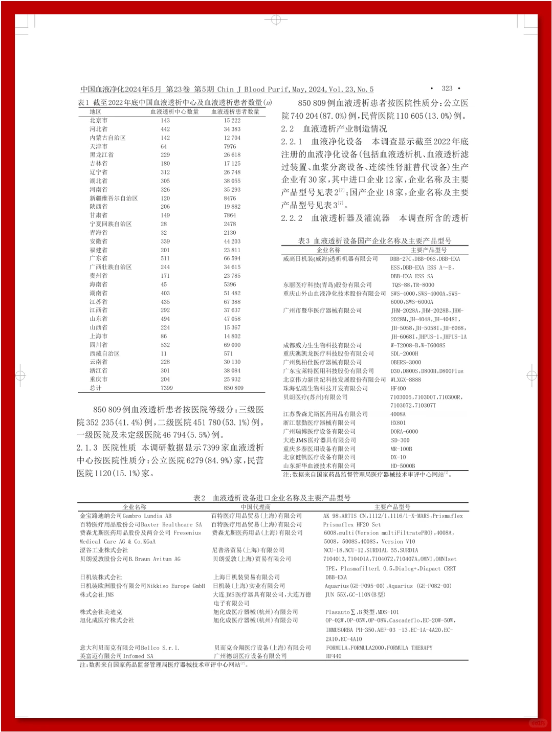 2024 中国血液透析行业发展调研报告
