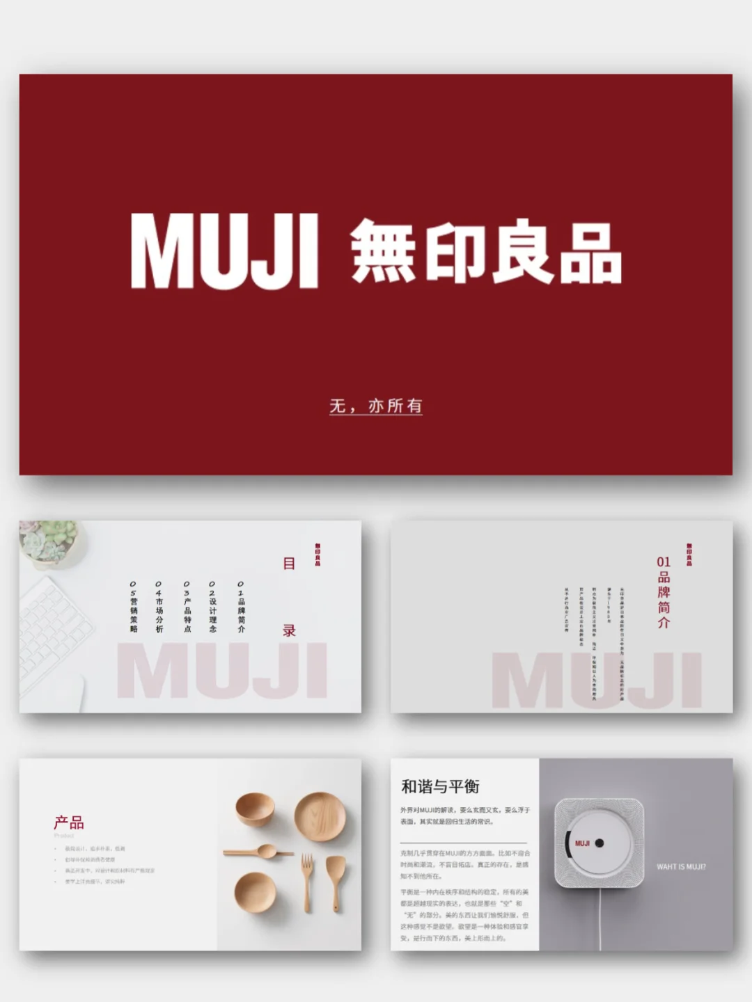 MUJI无印良品品牌介绍市场调研PPT模板