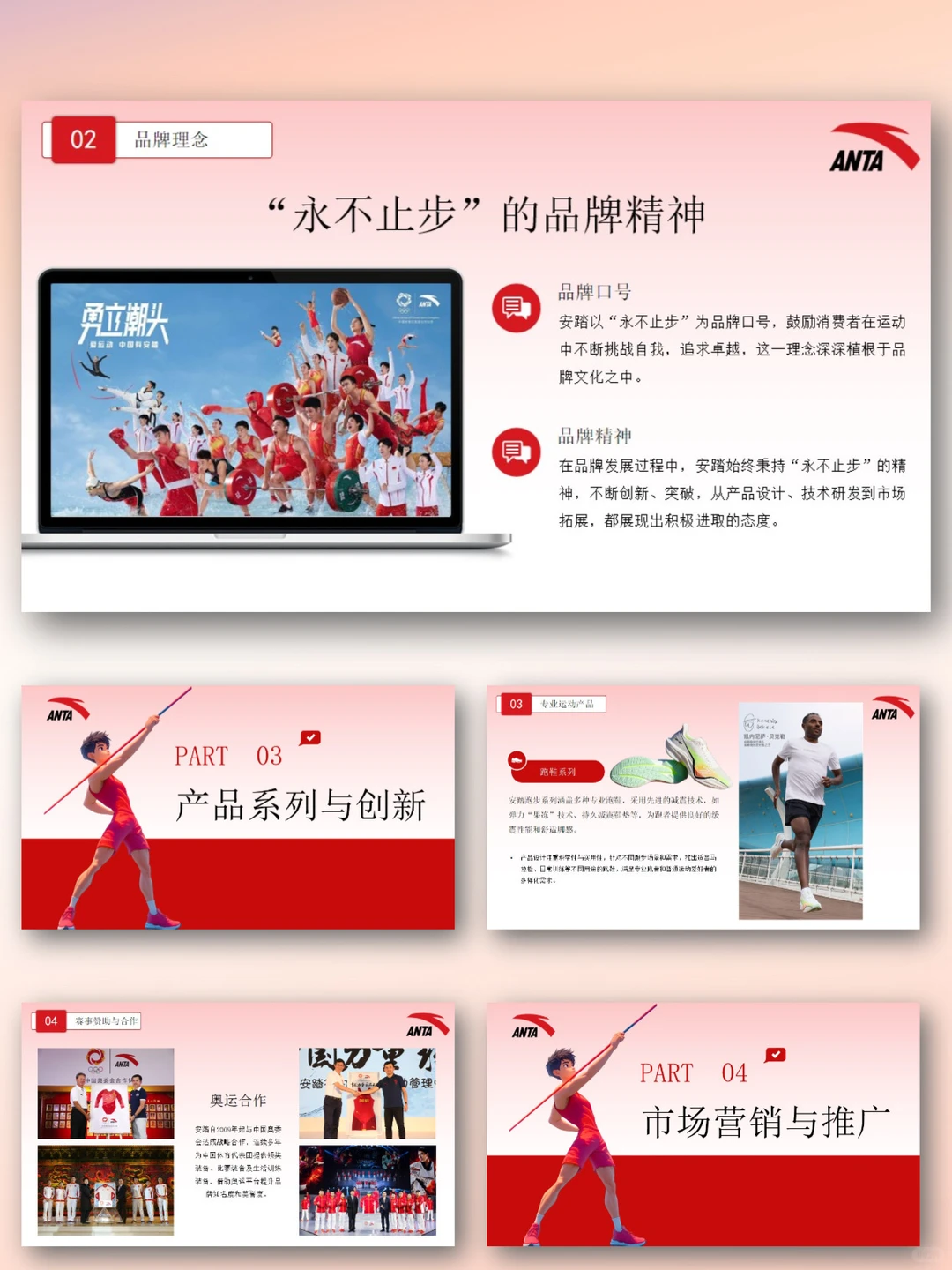 安踏品牌介绍营销分析PPT 模板｜国货逆袭